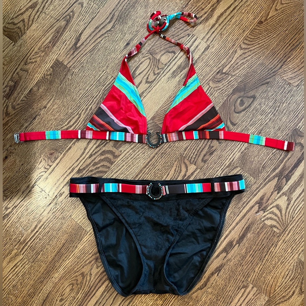 Bebe multicolor bikini : Medium top / Large bottoms